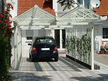 2-giebeliger Carport, Klarglas Eindeckung
