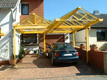 2-giebeliger Carport, Sonderbauform, Klarglas Eindeckung
